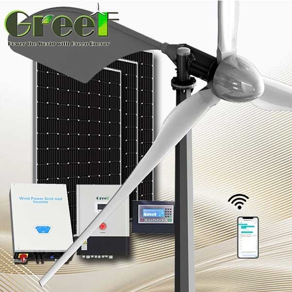 نصب آسان ژنراتور توربین بادی محور افقی AC سیستم هیبریدی خورشیدی 5KW