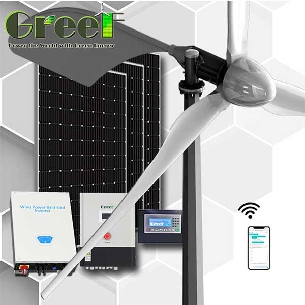 کیت کامل سیستم قدرت توربین بادی محور افقی 1KW 5KW GREEF Energy Low Noise