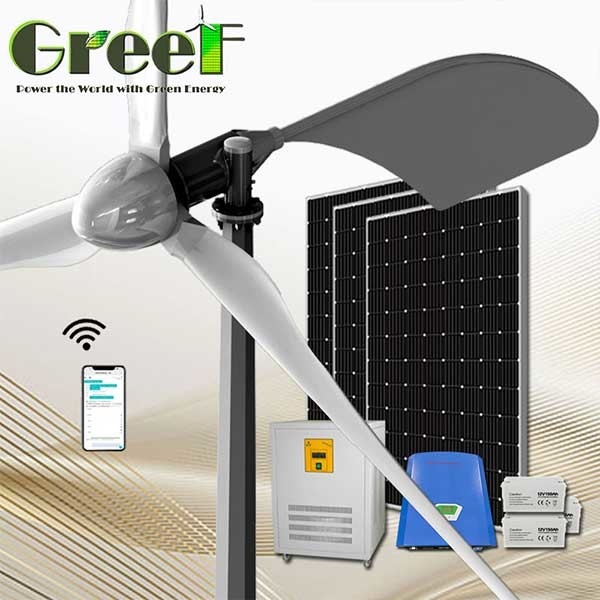 نصب آسان ژنراتور توربین بادی محور افقی AC سیستم هیبریدی خورشیدی 5KW
