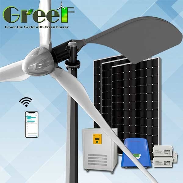 کیت کامل سیستم قدرت توربین بادی محور افقی 1KW 5KW GREEF Energy Low Noise