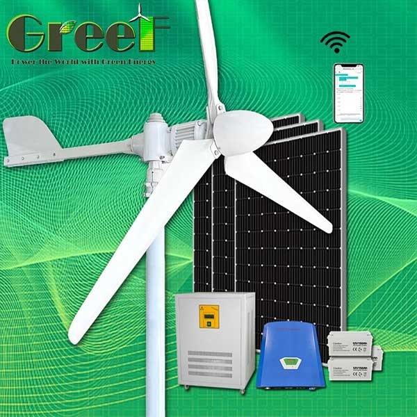 نصب روی پشت بام باد سرعت توربین بادی سیستم توربین بادی هیبریدی خورشیدی 2KW