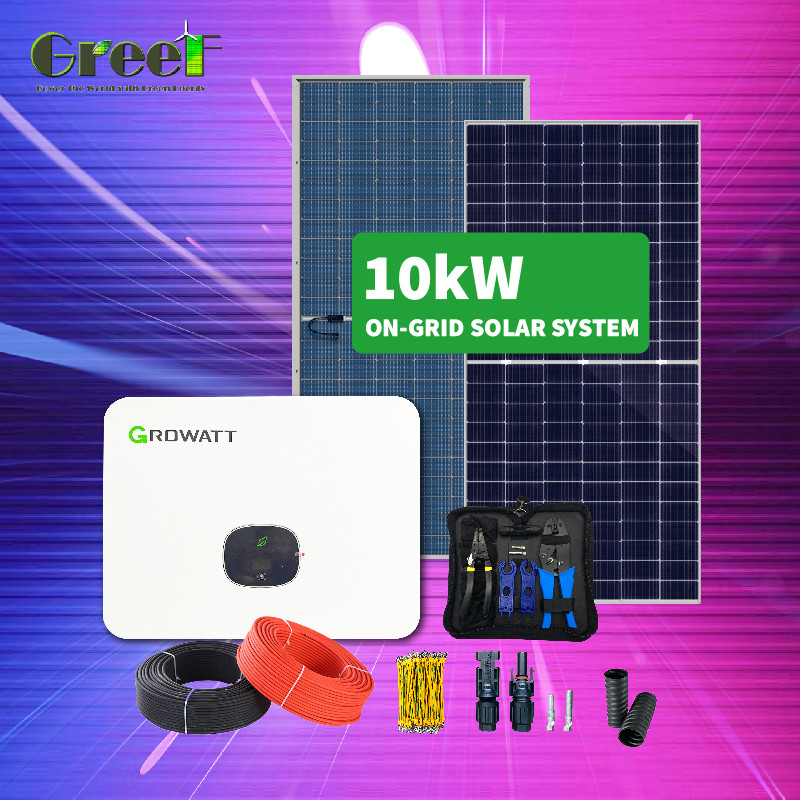 سیستم گرید تای پانل خورشیدی تک کریستال با صفحه نمایش ال سی دی برای اندازه گیری خالص 1kW-100kW