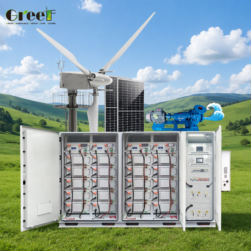 سیستم خورشیدی هیبریدی با ظرفیت 100-3000 کیلو وات و سیستم هیبریدی خورشیدی بادی با باتری لیتیوم LiFePO4 و درجه حفاظت IP65